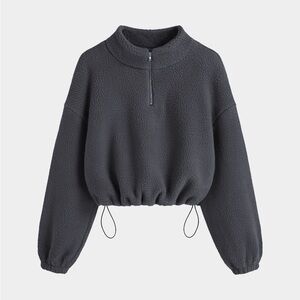 Cider Gray Fleece Pullover Oversized Jacket